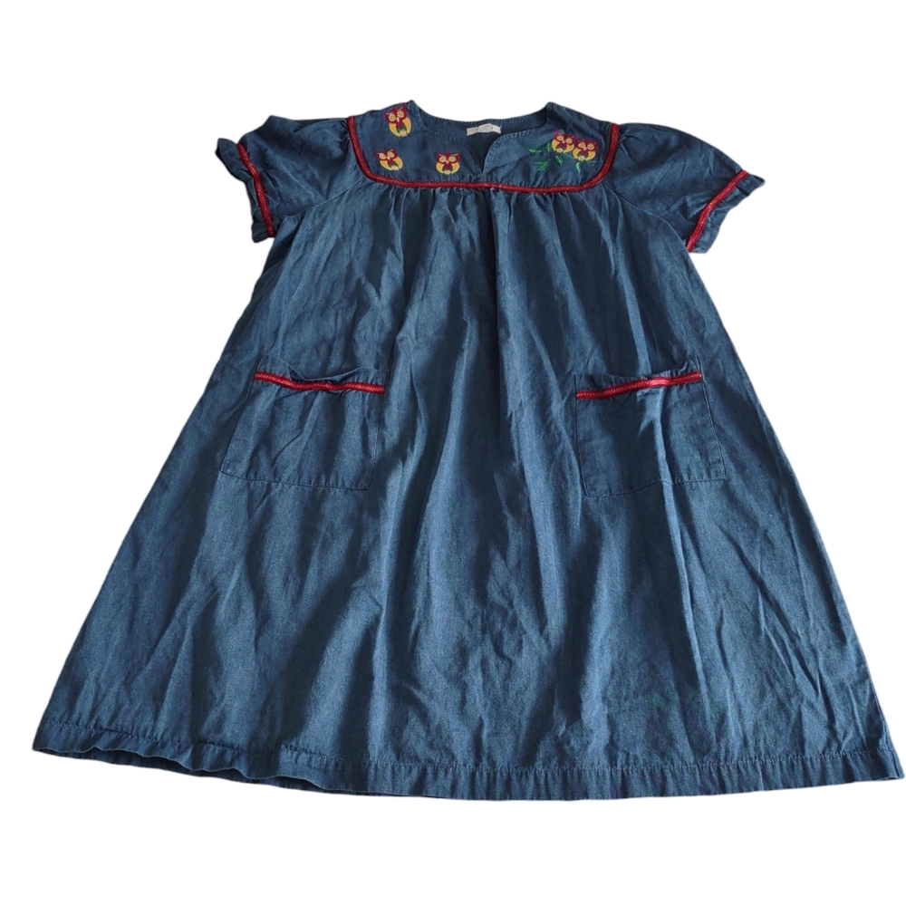 Go Softly Patio Chambray Babydoll Embroidered Mini Dress Womens Size XL